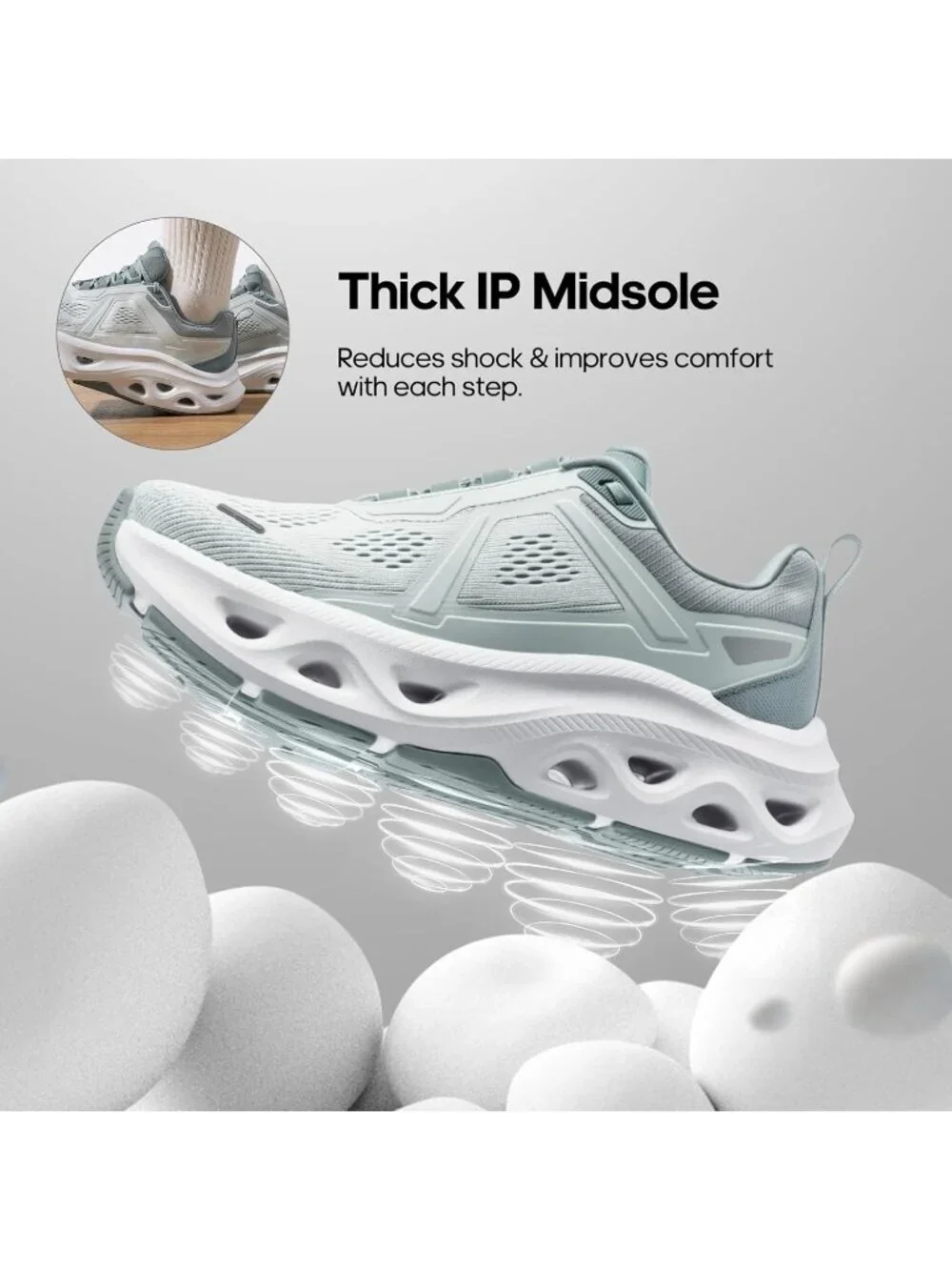 Women's Green Cushioning Walking Shoes Non Slip Breathable Comfortable Sneakers